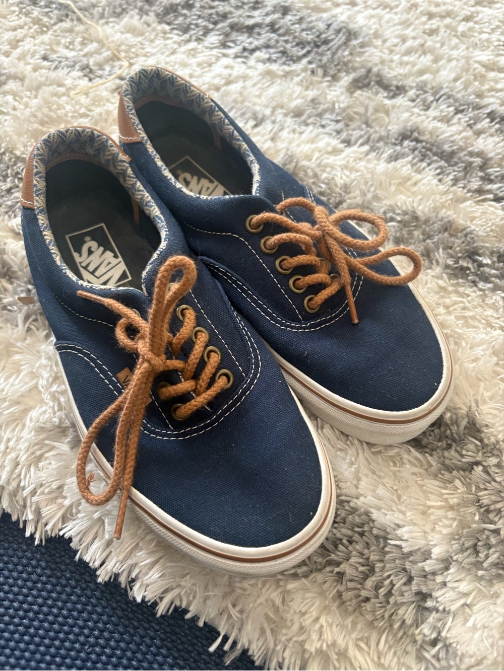 Vans Navy Canvas Sneakers with Brown Accents